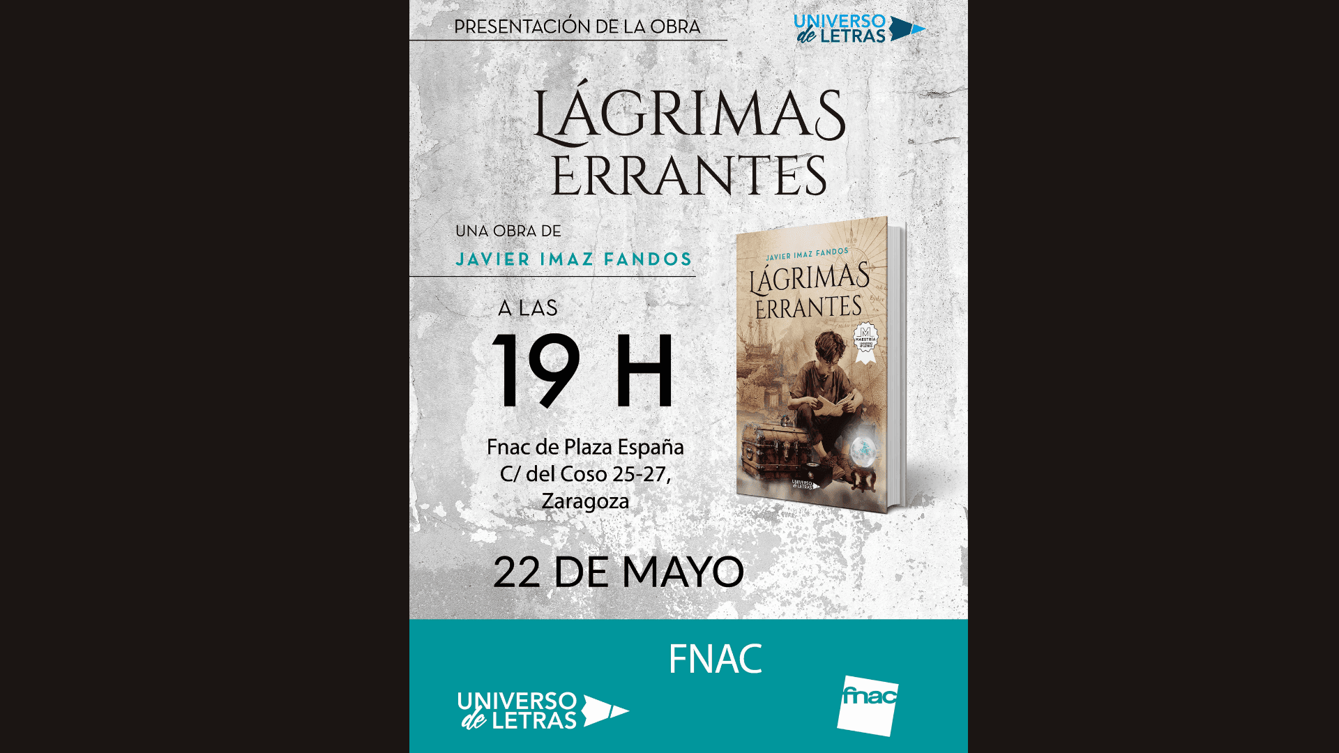 Cartel de la presentación en FNAC Zaragoza