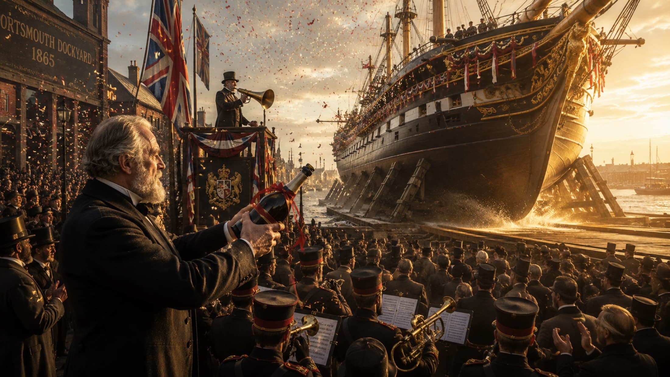 Botadura del barco de la gran expedición