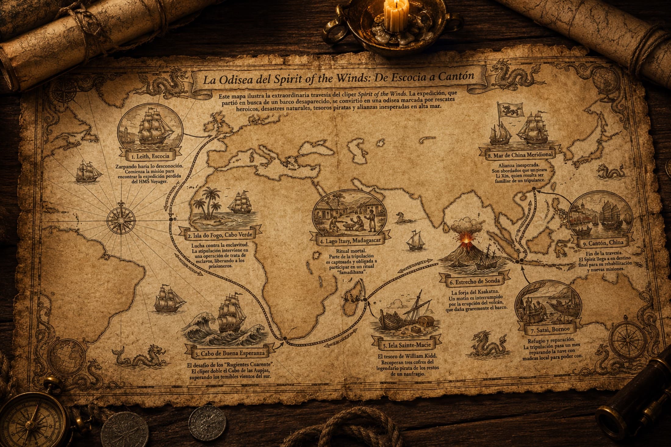 Plano antiguo de la expedición del Spirit of the Winds