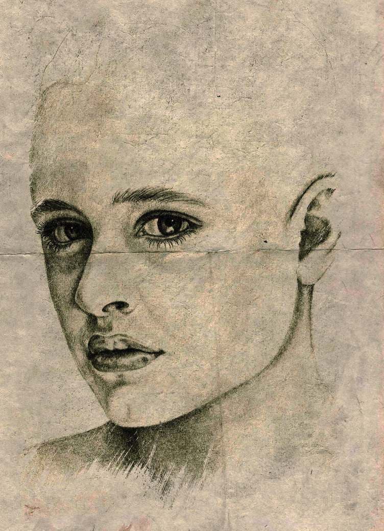 Ilustración 07 de A Verónica: Retrato de una mujer con la cabeza descubierta y mirada lateral.