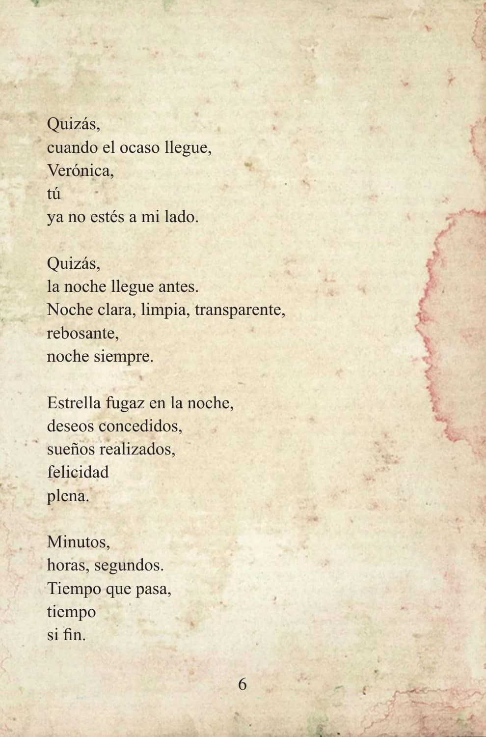 Página 6 de la muestra de A Verónica: poema. Disponible también en el PDF descargable.