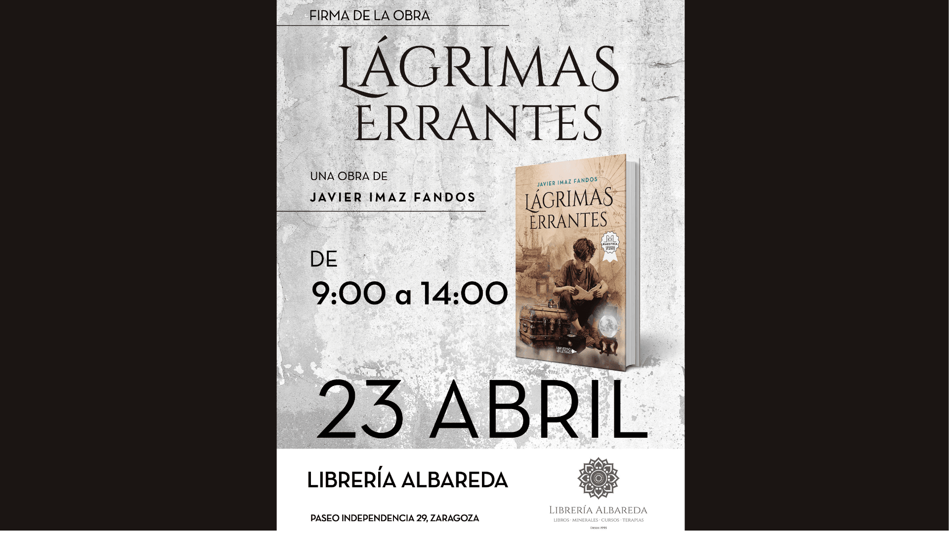 Cartel de la firma de San Jorge en Librería Albareda